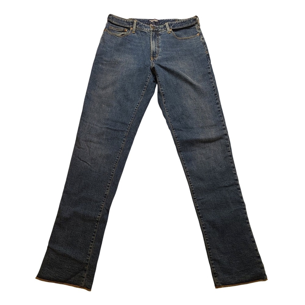 Lands End Square Rigger‎ Flannel Lined Jeans Men's Denim 35x34 Blue Plaid